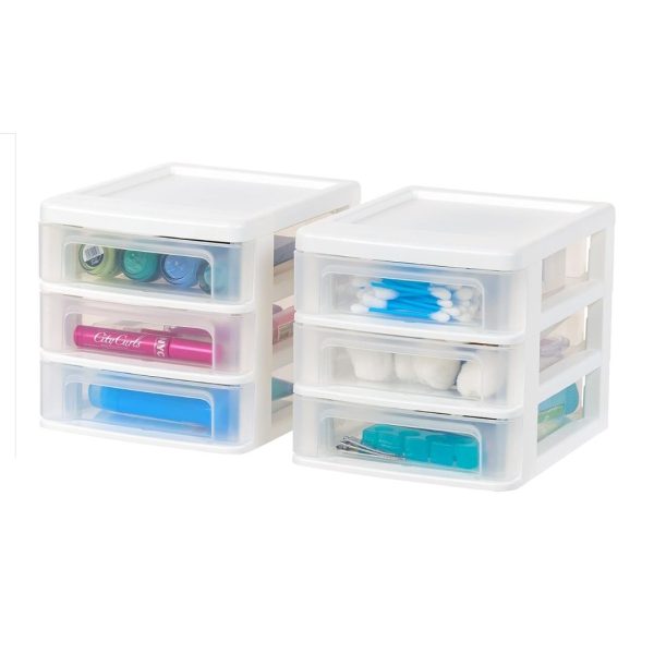 2-Pack IRIS USA Plastic Stacking 3-Drawer Storage Organizer For Discount